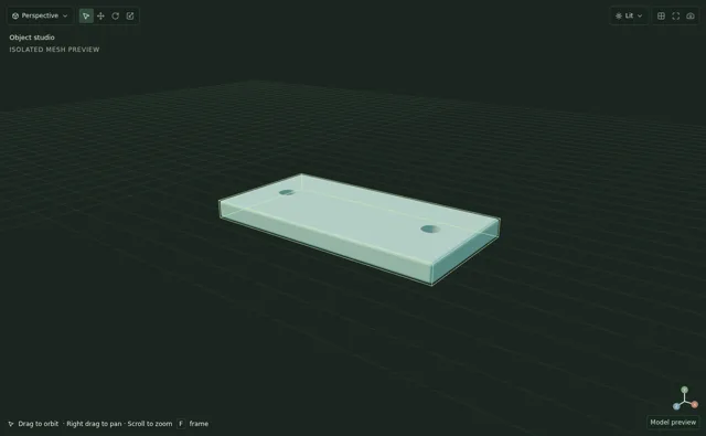 Rounded mounting plate with cylindrical mounting holes.