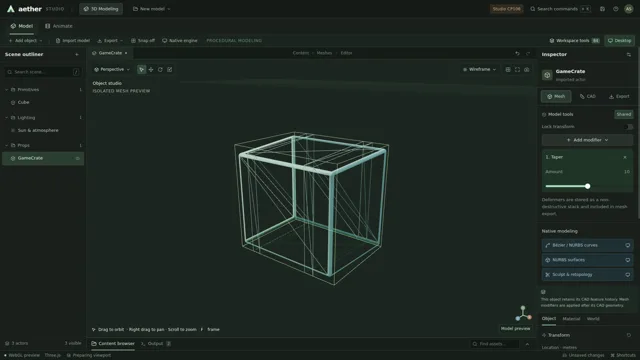 Wireframe shading reveals the triangles of the evaluated model.