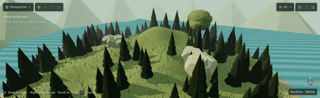 Live shared-workspace terrain preview using the island recipe.