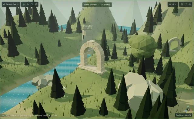 The shared editor’s preview mode. This is distinct from a packaged native game.