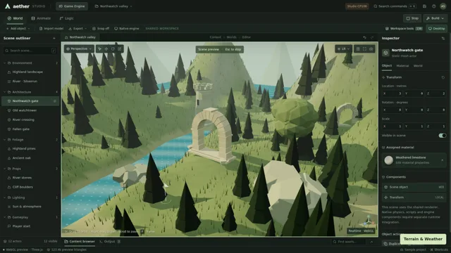 The shared editor’s preview mode. This is distinct from a packaged native game.